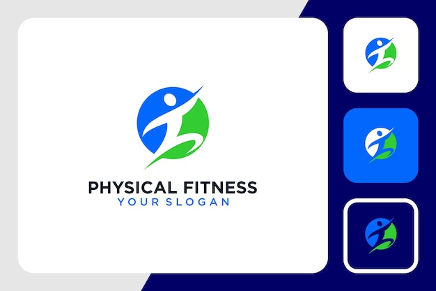 Fysieke fitness logo-ontwerp met mensen