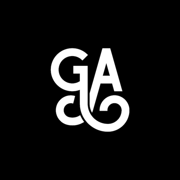 Vector g.a. logo-ontwerp op zwarte achtergrond g. a. creatieve initialen letter logo-concept g. letterontwerp g. g. wit letterontwerp op zwart achtergrond g a g a logo