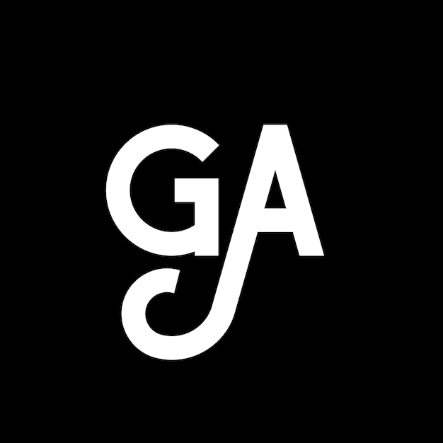 G.A. logo-ontwerp op zwarte achtergrond G. A. creatieve initialen letter logo-concept G. letterontwerp G. G. wit letterontwerp op zwart achtergrond G A g a logo
