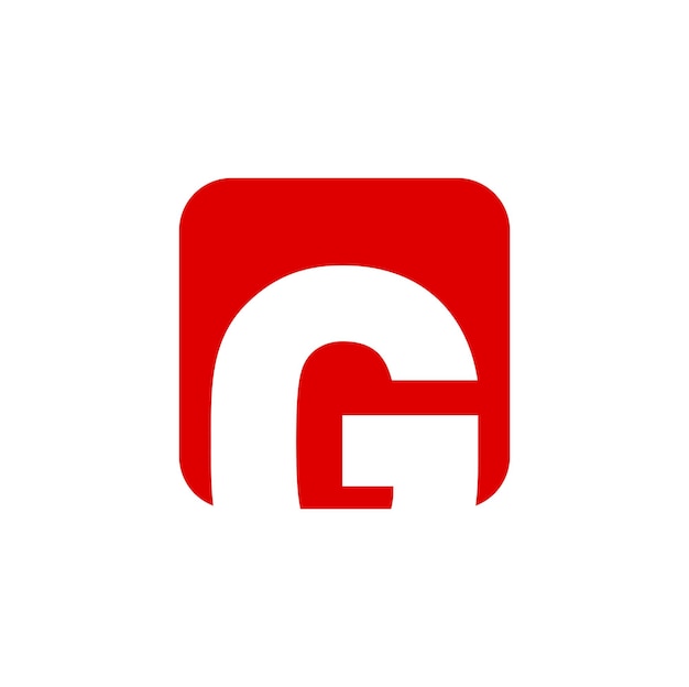 G bedrijfsnaam beginletter monogram Rood g-logo G op gebogen vierkant