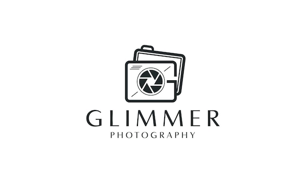 G camera initials design logo with lens icon