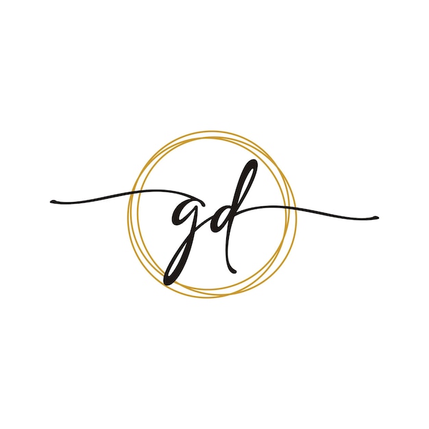 G D Initial Script Letter Beauty Logo Template