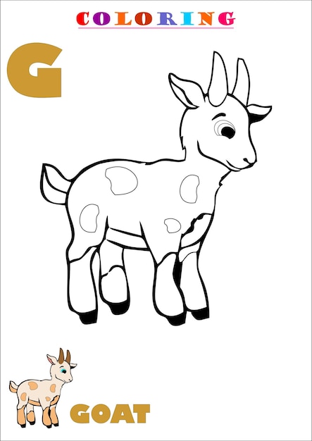 G for Goat Animal Sketch Coloring Book