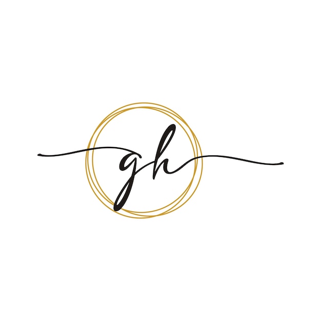 G H Initial Script Letter Beauty Logo Template