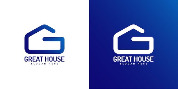 Шаблон дизайна логотипа G House Monogram