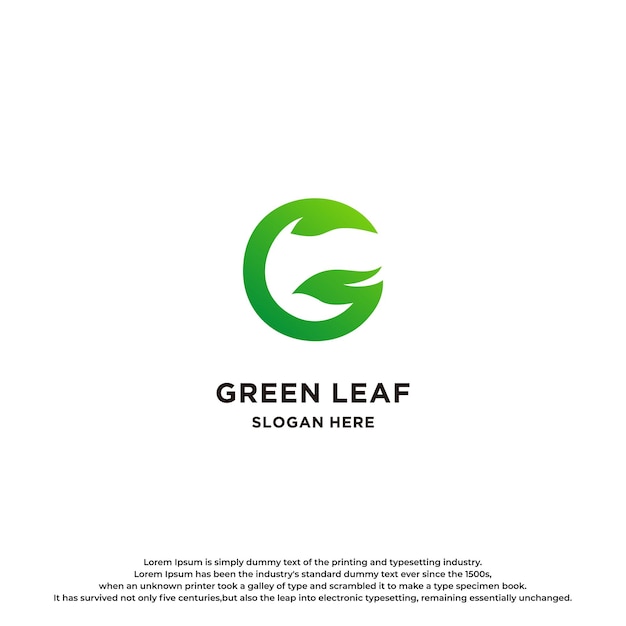 g initial with green leaf logo design.