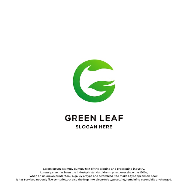 G Initial with Green Leaf Logo Design.