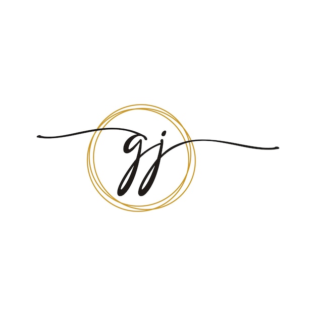 G J Initial Script Letter Beauty Logo Template