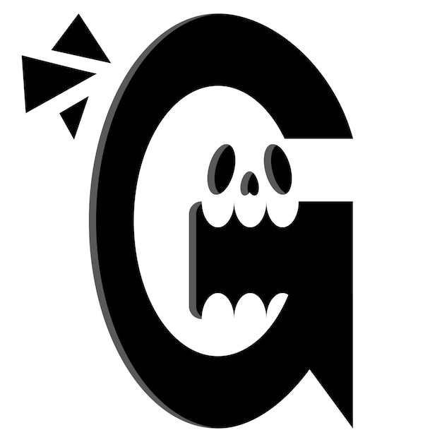 G letter en ghost-logo. spookachtig en uniek logo