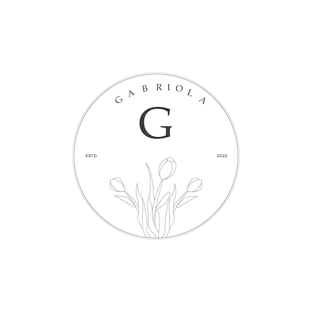 G Letter-logo met creatief bloemenconcept voor bedrijfsschoonheid, onroerend goed Premium Vector