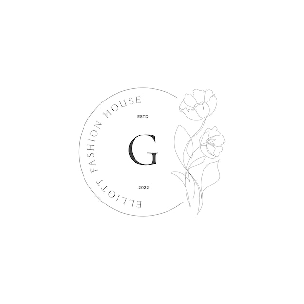 G Letter-logo met creatief bloemenconcept voor bedrijfsschoonheid, onroerend goed Premium Vector