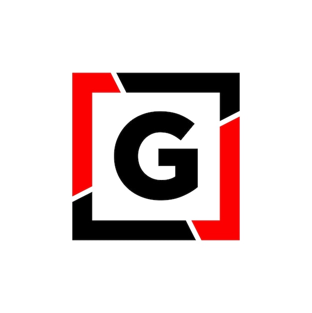 G letter with red black frame monogram G company icon