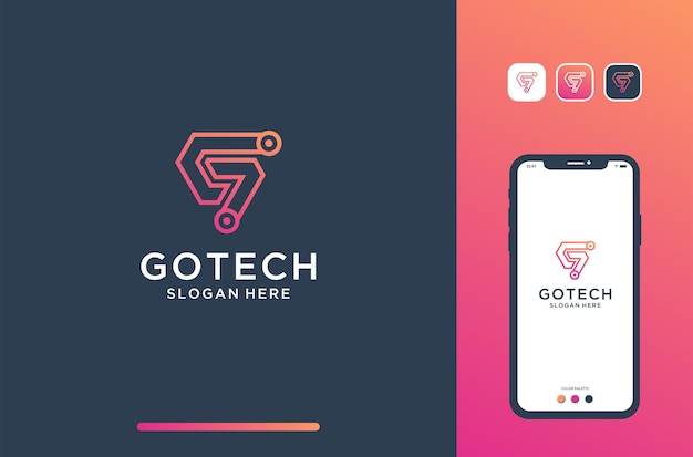 G logo design in line tech style