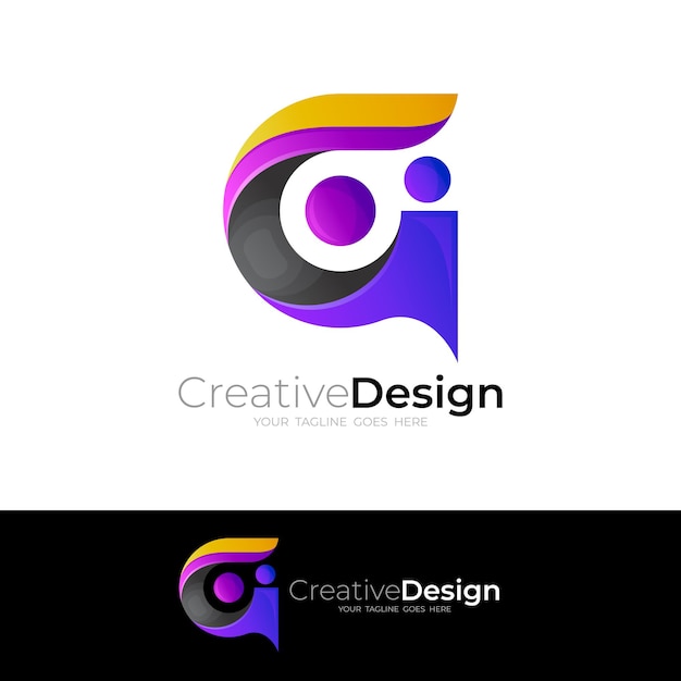 G logo template, modern icon vector and 3d style