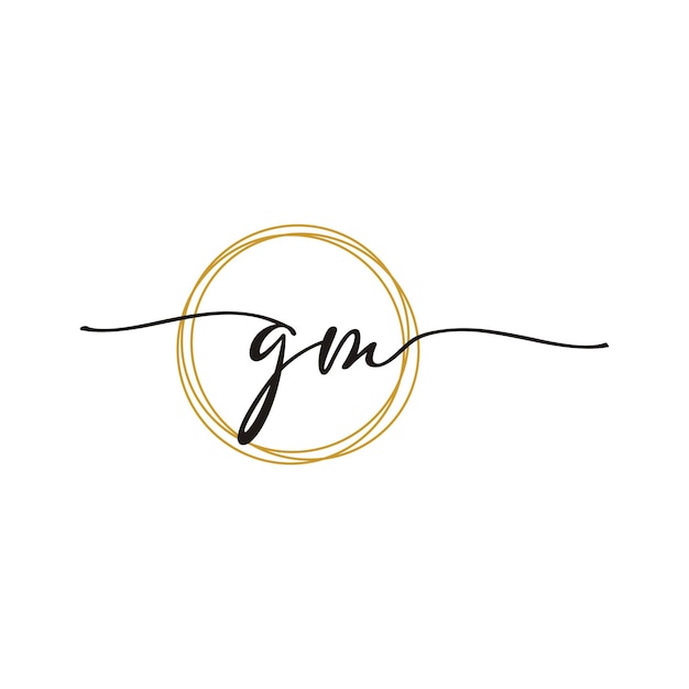 G M Initial Script Letter Beauty Logo Template