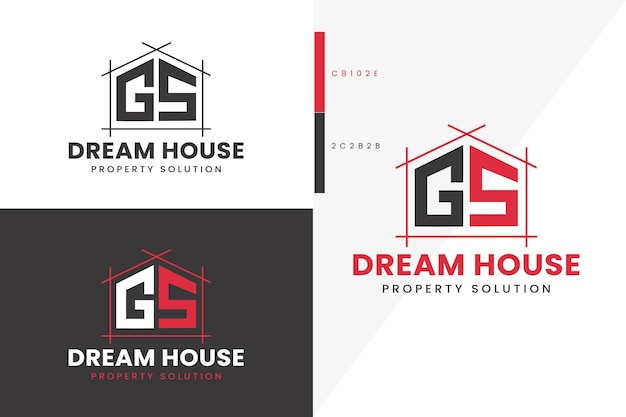 Логотип GS Monogram Dream House Real Estate премиум-вектор