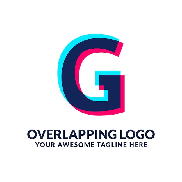 G vibrant and colorful overlay overlap letter logo alphabet icon illustration