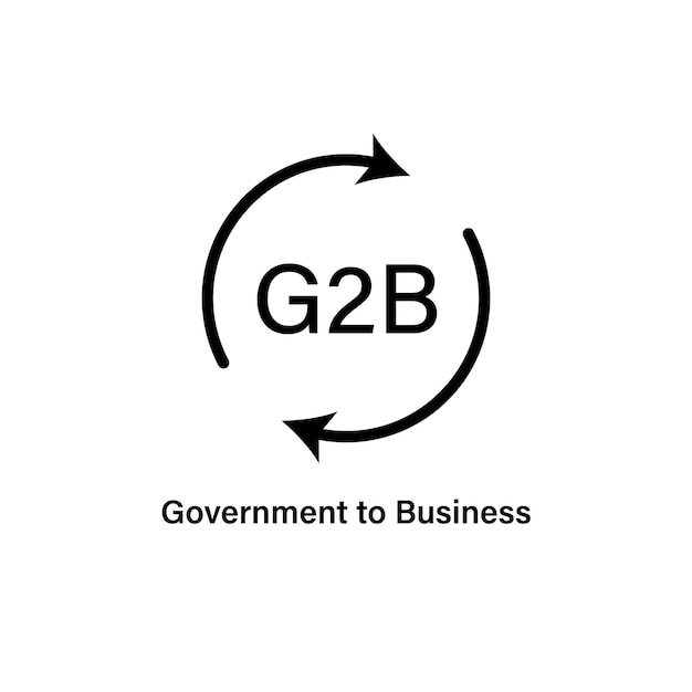 線形スタイルのg2bアイコン。白い背景の上のベクトルイラスト。政府から企業への署名