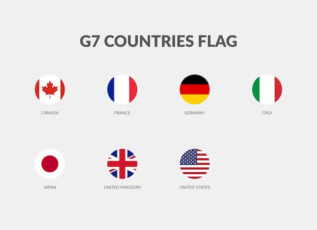 G7 countries flag icons collection