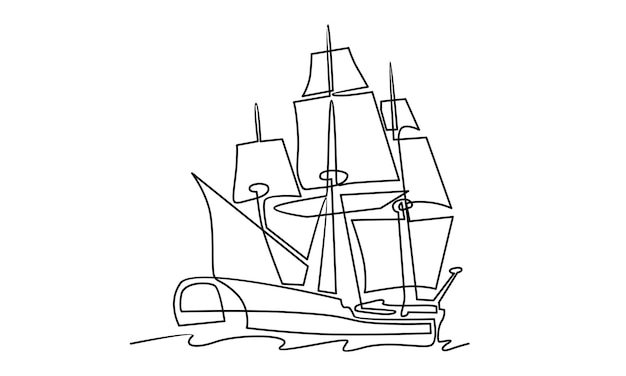 Ga door met de lijn van piratenschip vectorillustratie