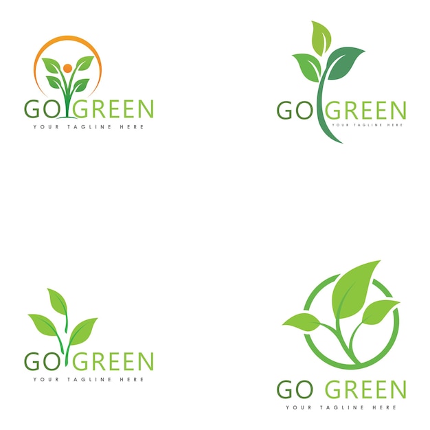 Ga groen Eco Tree Leaf Logo sjabloonontwerp