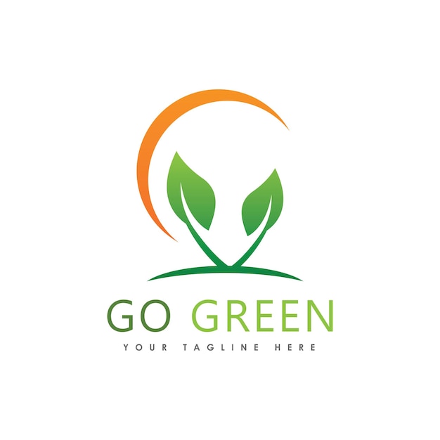 Ga groen Eco Tree Leaf Logo sjabloonontwerp