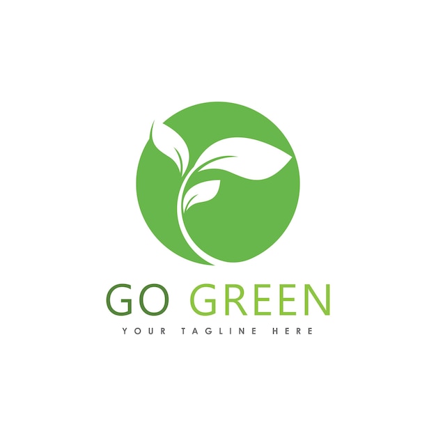 Ga groen Eco Tree Leaf Logo sjabloonontwerp