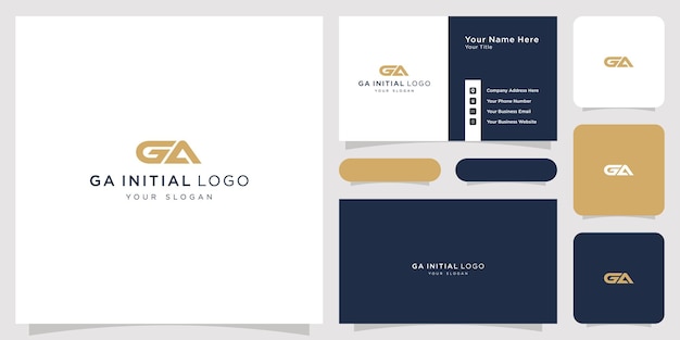 ga initial logo concept business card template