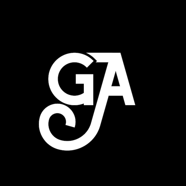 벡터 검은색 바탕에 글자 로고 디자인 (ga) 크리에이티브 이니셜 (ga creative initials) 글자 로그 컨셉 (ga letter design) 흑색 바탕에 색 글자 디자인 (ga white letter design)
