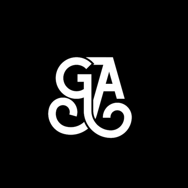 ベクトル 黒い背景のロゴデザイン (ga) 黒い背景に白い文字のデザイン (gag)