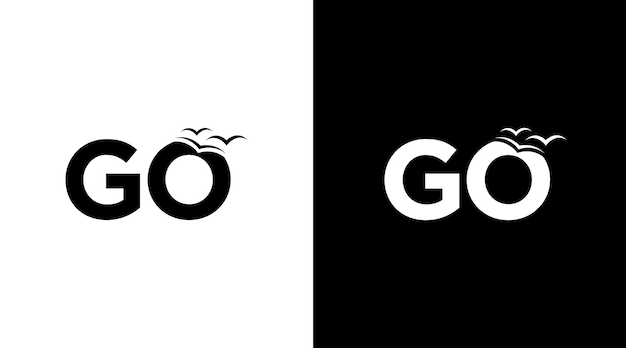 Ga vector logo met vogel letter initiële zwart-wit pictogram illustratie stijl Ontwerpen sjablonen