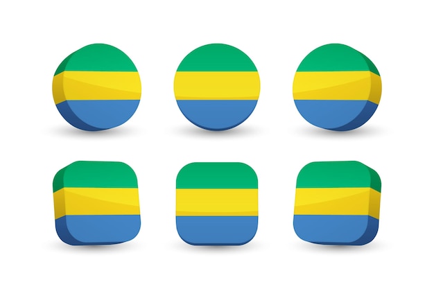 Gabon flag 3d vector illustration button flag of Gabon isolated on white