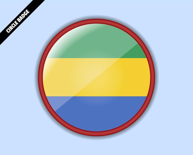 Vector gabon flag circle badge vector design rounded sign with reflection