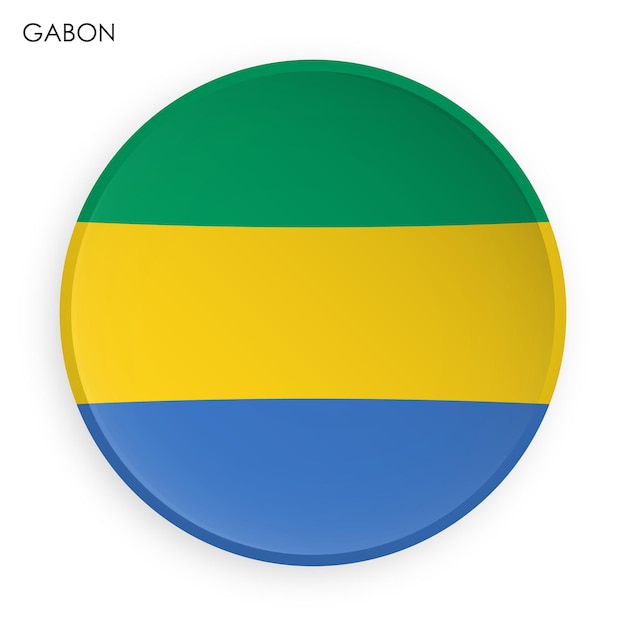 GABON flag icon in modern neomorphism style Button for mobile application or web Vector on white b