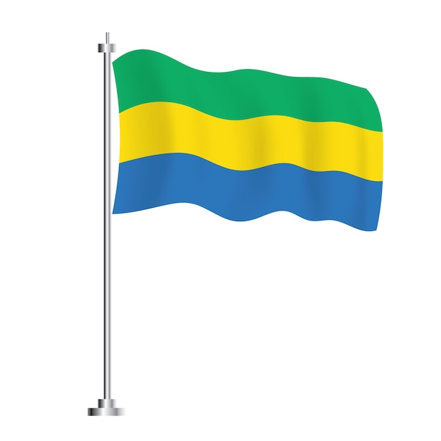 Gabon Flag Isolated Wave Flag of Gabon Country