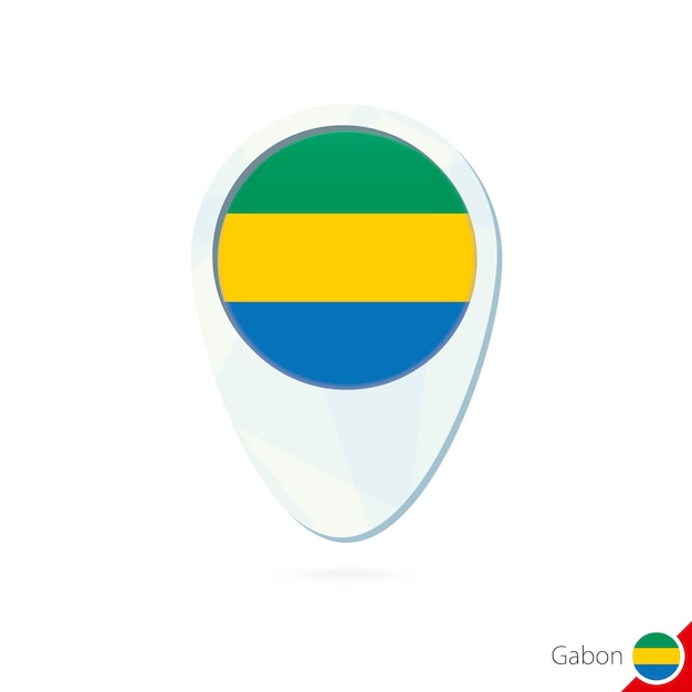 Gabon flag location map pin icon on white background