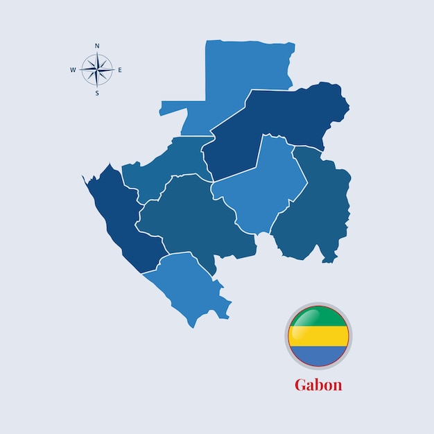 Gabon map and flag Flag map of Gabon vector