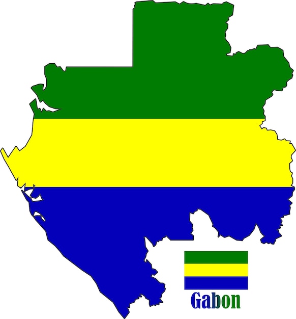 Gabon Map and Flag