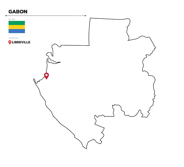 首都のガボンの政治地図リブレビルの国旗とアフリカの国との国境