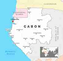 Vector gabon political map with capital libreville most important cities with national borders
