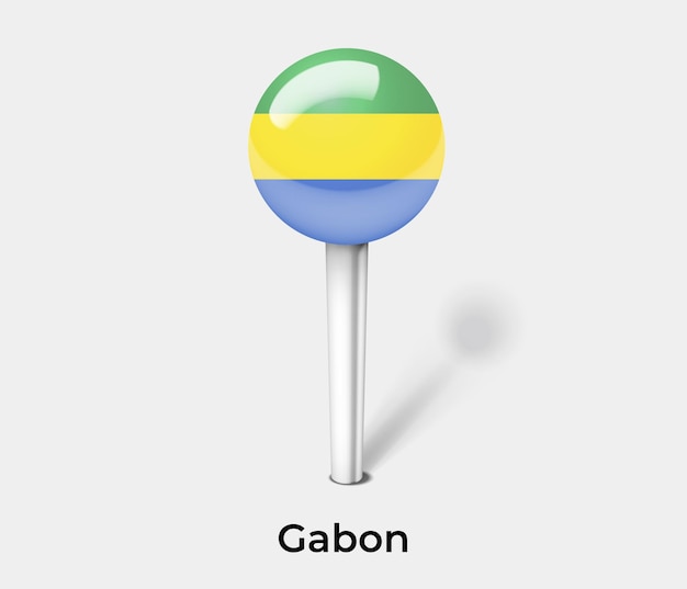 Gabon push pin for map vector illustration