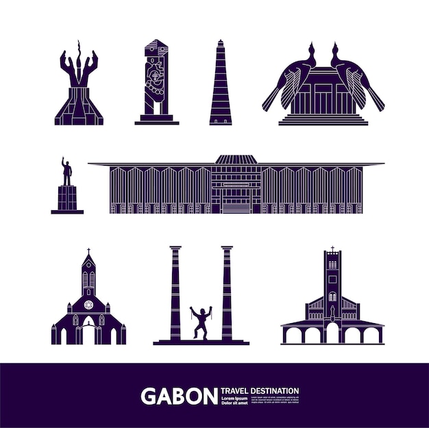 Gabon reisbestemming vectorillustratie.