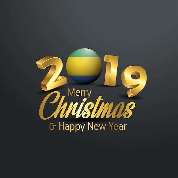 Gabon vlag 2019 vrolijke kerst typografie