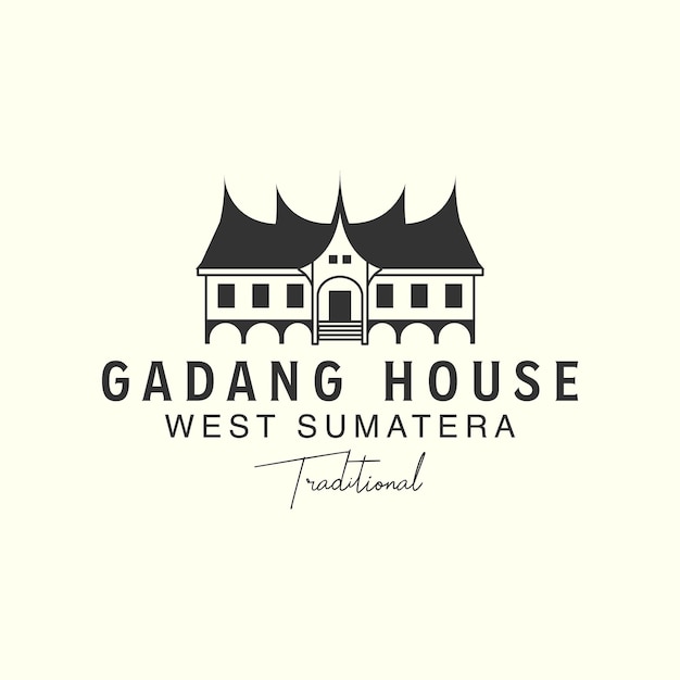 Gadang huis met vintage stijl logo vector sjabloon pictogram illustratie ontwerp traditioneel huis west