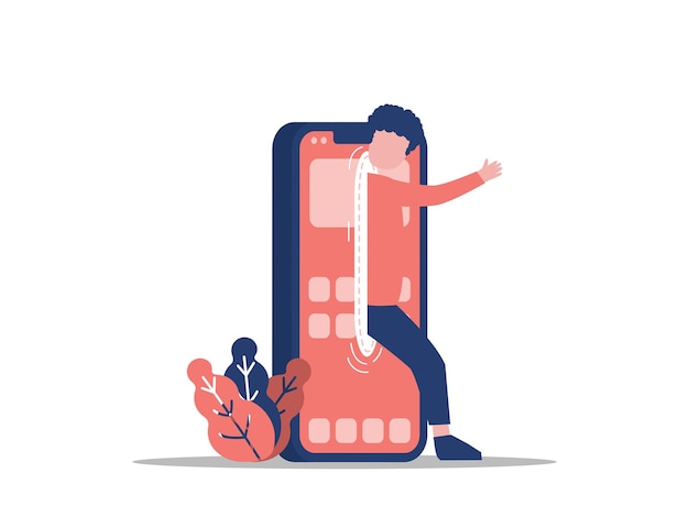 Vector gadget with man flat illustration