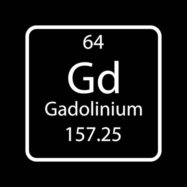 Gadolinium symbol Chemical element of the periodic table Vector illustration