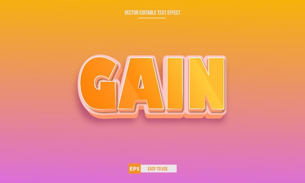 Vector gain 3d editable vector text effect