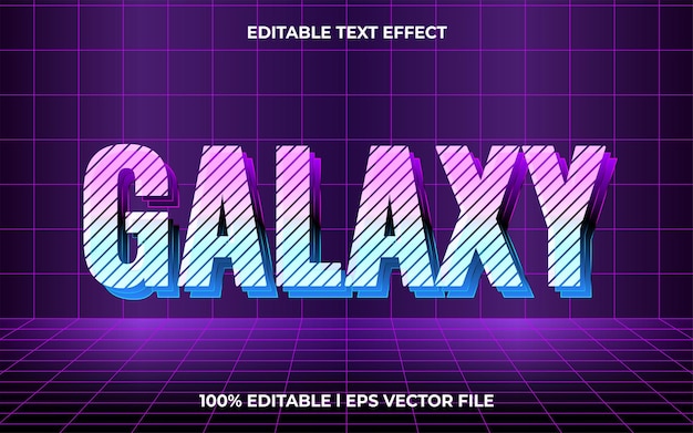 galaxy 3d bewerkbare vector tekst effect modern concept tekst effect met combinatie gloed techno