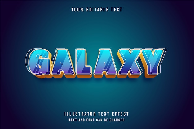 Galaxy,3d Editable text effect blue gradation purple yellow style