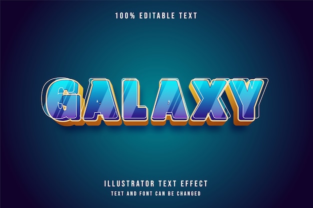 Galaxy,3d editable text effect blue gradation purple yellow style